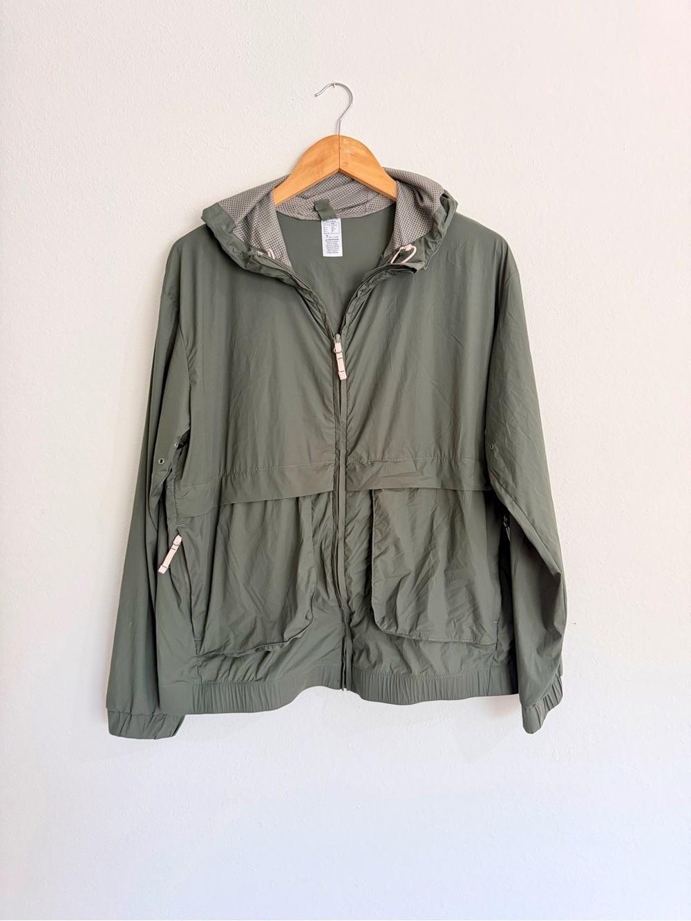 Decathlon Lightweight Hooded Windbreaker Jacket in Olive